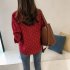 Women Polka Dot Printed Chiffon Blouse Long Sleeves Tops    Red M