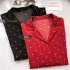 Women Polka Dot Printed Chiffon Blouse Long Sleeves Tops    Red M