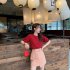 Women Puff Short Sleeve Knitted Tops Classic Round Neck Pullover Shirt Loose Casual Solid Color Knitwear beige apricot One size fits all