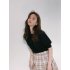 Women Puff Short Sleeve Knitted Tops Classic Round Neck Pullover Shirt Loose Casual Solid Color Knitwear beige apricot One size fits all