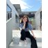 Women Puff Short Sleeve Knitted Tops Classic Round Neck Pullover Shirt Loose Casual Solid Color Knitwear beige apricot One size fits all