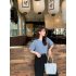 Women Puff Short Sleeve Knitted Tops Classic Round Neck Pullover Shirt Loose Casual Solid Color Knitwear beige apricot One size fits all