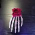 Women Punk Rock Halloween Cosplay Party Skeleton Hand Bone Hair Clip Big Hairpin  Black Flowers