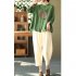 Women Retro Linen Long sleeved Shirt Embroidered Solid Color Loose Casual Bottoming Shirt Tops Blouse yellow XL