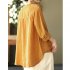 Women Retro Linen Long sleeved Shirt Embroidered Solid Color Loose Casual Bottoming Shirt Tops Blouse red L