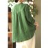 Women Retro Linen Long sleeved Shirt Embroidered Solid Color Loose Casual Bottoming Shirt Tops Blouse red L