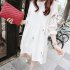 Women Round Collar Half Sleeves Loose Pregnant Dress in Embroidery for Shopping Casual  white M