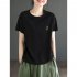 Women Round Neck Short Sleeves T shirt Cute Embroidered Bunny Casual Tops Simple Solid Color Loose Blouse Khaki XL
