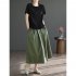 Women Round Neck Short Sleeves T shirt Cute Embroidered Bunny Casual Tops Simple Solid Color Loose Blouse Khaki XL