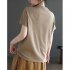 Women Round Neck Short Sleeves T shirt Cute Embroidered Bunny Casual Tops Simple Solid Color Loose Blouse coffee color XL