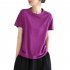 Women Round Neck Short Sleeves T shirt Cute Embroidered Bunny Casual Tops Simple Solid Color Loose Blouse coffee color 3XL