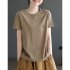 Women Round Neck Short Sleeves T shirt Cute Embroidered Bunny Casual Tops Simple Solid Color Loose Blouse Purple M