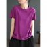 Women Round Neck Short Sleeves T shirt Cute Embroidered Bunny Casual Tops Simple Solid Color Loose Blouse green L