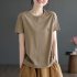 Women Round Neck Short Sleeves T shirt Cute Embroidered Bunny Casual Tops Simple Solid Color Loose Blouse green L