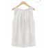 Women Round Neck Sleeveless Chiffon Shirt Pullover Stylish Base Shirt Tops Gift  white XL
