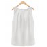 Women Round Neck Sleeveless Chiffon Shirt Pullover Stylish Base Shirt Tops Gift  white XL