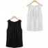 Women Round Neck Sleeveless Chiffon Shirt Pullover Stylish Base Shirt Tops Gift  black XL