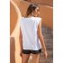 Women Round Neck Tank Tops Elegant Simple Solid Color Pullover Tops Casual Sleeveless T shirt White S