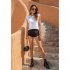 Women Round Neck Tank Tops Elegant Simple Solid Color Pullover Tops Casual Sleeveless T shirt White 2XL