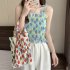 Women Ruffled Tank Top Summer Sweet Floral Printing Slim Fit Vest Trendy Casual Backless Sleeveless Tops Red flowers One size fits all