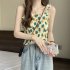 Women Ruffled Tank Top Summer Sweet Floral Printing Slim Fit Vest Trendy Casual Backless Sleeveless Tops Red flowers One size fits all