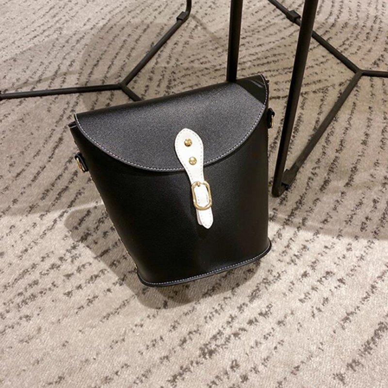 Women Satchel Rivet Bucket Bag PU Leather Single Strap Cross-body Fashion Bag black