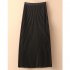 Women Satin Pleated Skirt Summer Thin High Waist Elegant Simple Solid Color Midi Skirt black 2XL
