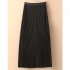 Women Satin Pleated Skirt Summer Thin High Waist Elegant Simple Solid Color Midi Skirt black 4XL