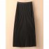Women Satin Pleated Skirt Summer Thin High Waist Elegant Simple Solid Color Midi Skirt White XL