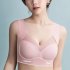Women Seamless Bra Unpadded Full Cup Adjustable Straps Sports Vest Style Underwear pink XXL