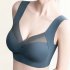 Women Seamless Bra Unpadded Full Cup Adjustable Straps Sports Vest Style Underwear light blue XL
