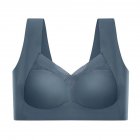 Women Seamless Bra Unpadded Full Cup Adjustable Straps Sports Vest Style Underwear gray blue XXL