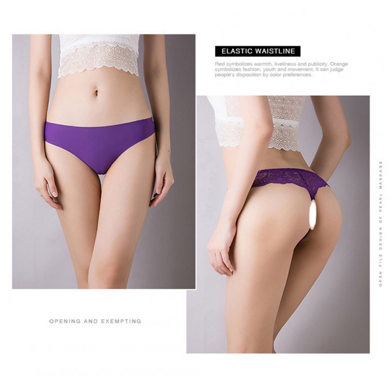 Wholesale Women Seamless G-string Ice Silk Low Waist Sports Fitness  Underwear Briefs Panties purple From China