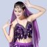 Women Sequin Tassel Bra Tops Strappy Halter Backless Belly Dance Crop Top Party Dance Costume Vest Purple One size