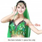 Women Sequin Tassel Bra Tops Strappy Halter Backless Belly Dance Crop Top Party Dance Costume Vest green One size