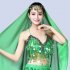 Women Sequin Tassel Bra Tops Strappy Halter Backless Belly Dance Crop Top Party Dance Costume Vest green One size