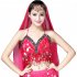 Women Sequin Tassel Bra Tops Strappy Halter Backless Belly Dance Crop Top Party Dance Costume Vest black One size