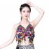 Women Sequin Tassel Bra Tops Strappy Halter Backless Belly Dance Crop Top Party Dance Costume Vest black One size