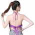 Women Sequin Tassel Bra Tops Strappy Halter Backless Belly Dance Crop Top Party Dance Costume Vest black One size
