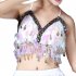 Women Sequin Tassel Bra Tops Strappy Halter Backless Belly Dance Crop Top Party Dance Costume Vest black One size