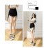 Women Sexy Bodycon Short Skirt Fashion Solid Color Drawstring Pleated A line Skirt For Dancing Fitness black XXL