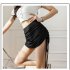 Women Sexy Bodycon Short Skirt Fashion Solid Color Drawstring Pleated A line Skirt For Dancing Fitness black XXL