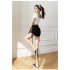 Women Sexy Bodycon Short Skirt Fashion Solid Color Drawstring Pleated A line Skirt For Dancing Fitness dark gray M