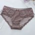 Women Sexy Briefs Ultra thin Hollow Lace Cotton Crotch Underwear Quick drying Panties Lady Lingerie Underpants Brown One size