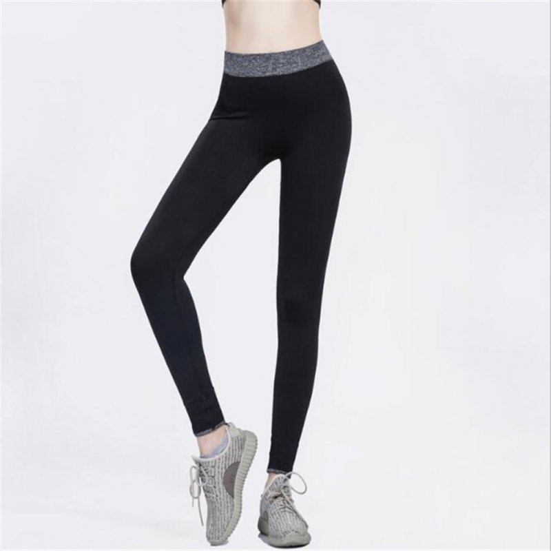 Women Sexy Elastic Yoga Sports Pants Wicking Force Exercise Quick-dry Leggings  black_L