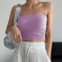Women Sexy Front Twist Tube Top Strapless Solid Color Ruched Crop Top Sleeveless Slim Fit Tank Top light apricot S