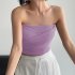 Women Sexy Front Twist Tube Top Strapless Solid Color Ruched Crop Top Sleeveless Slim Fit Tank Top light apricot S