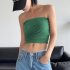 Women Sexy Front Twist Tube Top Strapless Solid Color Ruched Crop Top Sleeveless Slim Fit Tank Top light apricot M