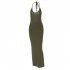 Women Sexy Halter Dress Fashion U neck Backless Long Skirt Sleeveless Slim Fit Solid Color Dress For Evening Party Army Green L