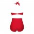 Women Sexy Halter Top Bikini Set Bandage Big Size High Waisted Swimsuit Plus Bathing Suit Girl Swimwear red XL